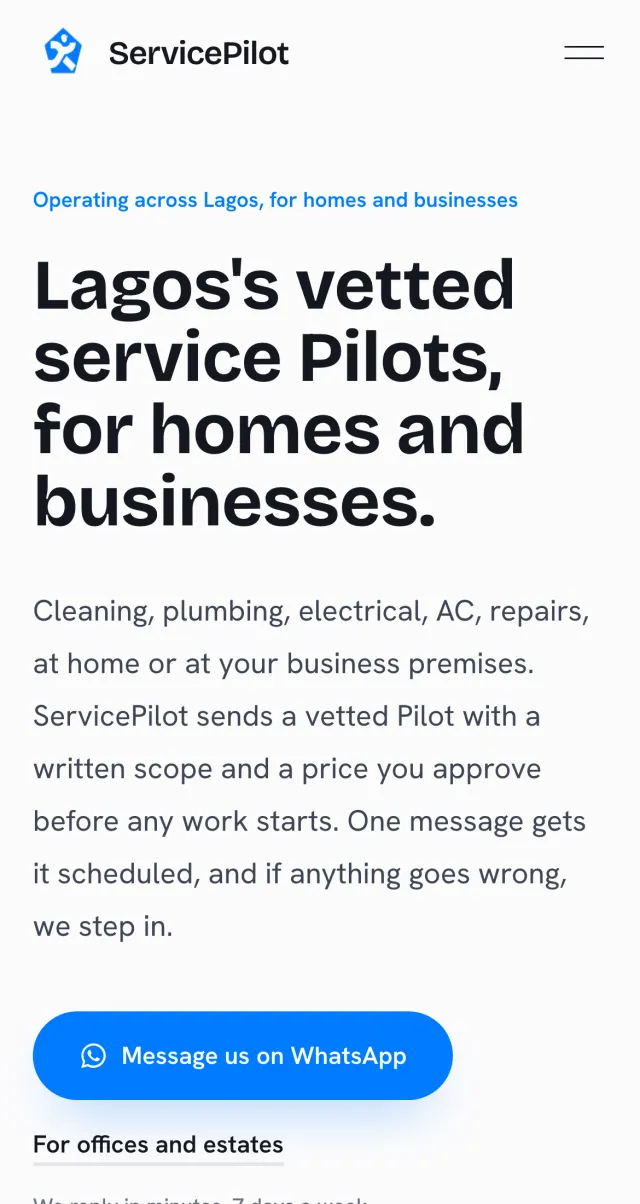 servicepilot.ng on a phone.